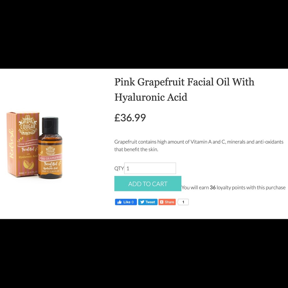 Cougar Pink Grapefruit Facial Oil